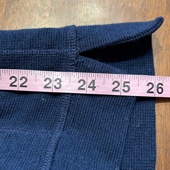 Ibex Navy Blue Waffle Knit Merino Wool Light Weight Pop Over Hoodie Sz S GUC - Picture 11 of 11